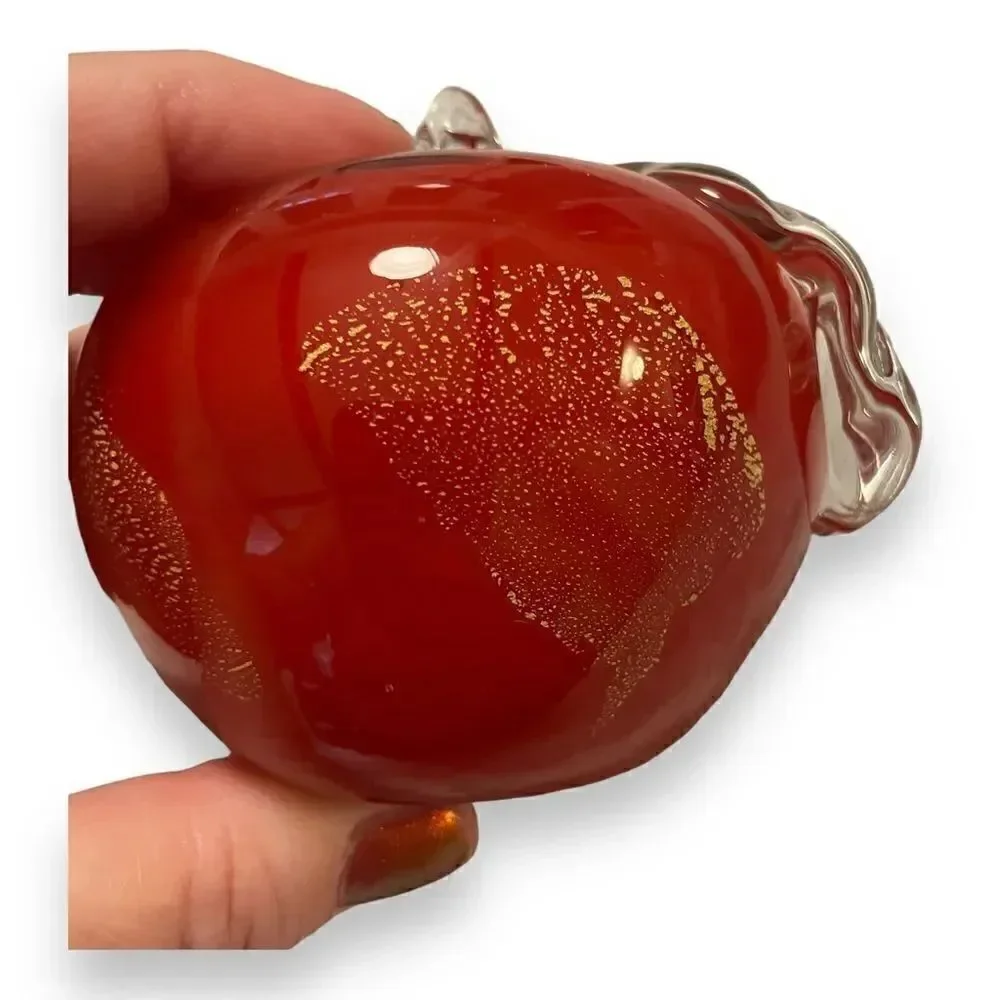 Red Apple Art Glass Paperweight